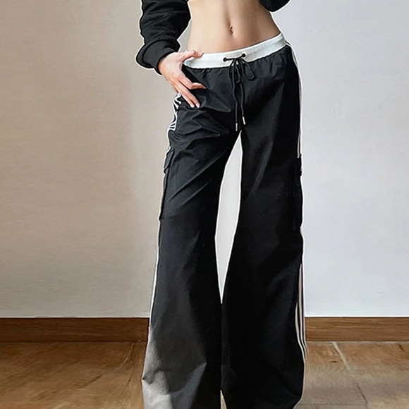 Striped Patchwork Drawstring Pants - Picture 2 of 3